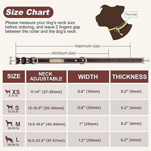 Miniatura 6 de Collar de perro personalizado  Collar de perro de cuero personalizado con placa de identificación grabable  Collar de identificación duradero