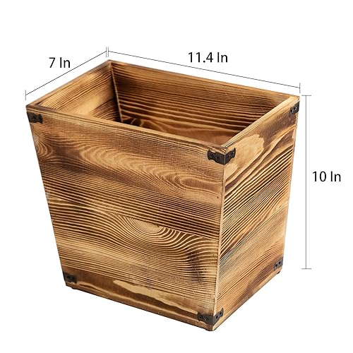 Miniatura 2 de VERGOODR Cubo de basura de madera con antorchas de estilo rústico gris con soportes de metal decorativos para dormitorio, sala de estar, baño y