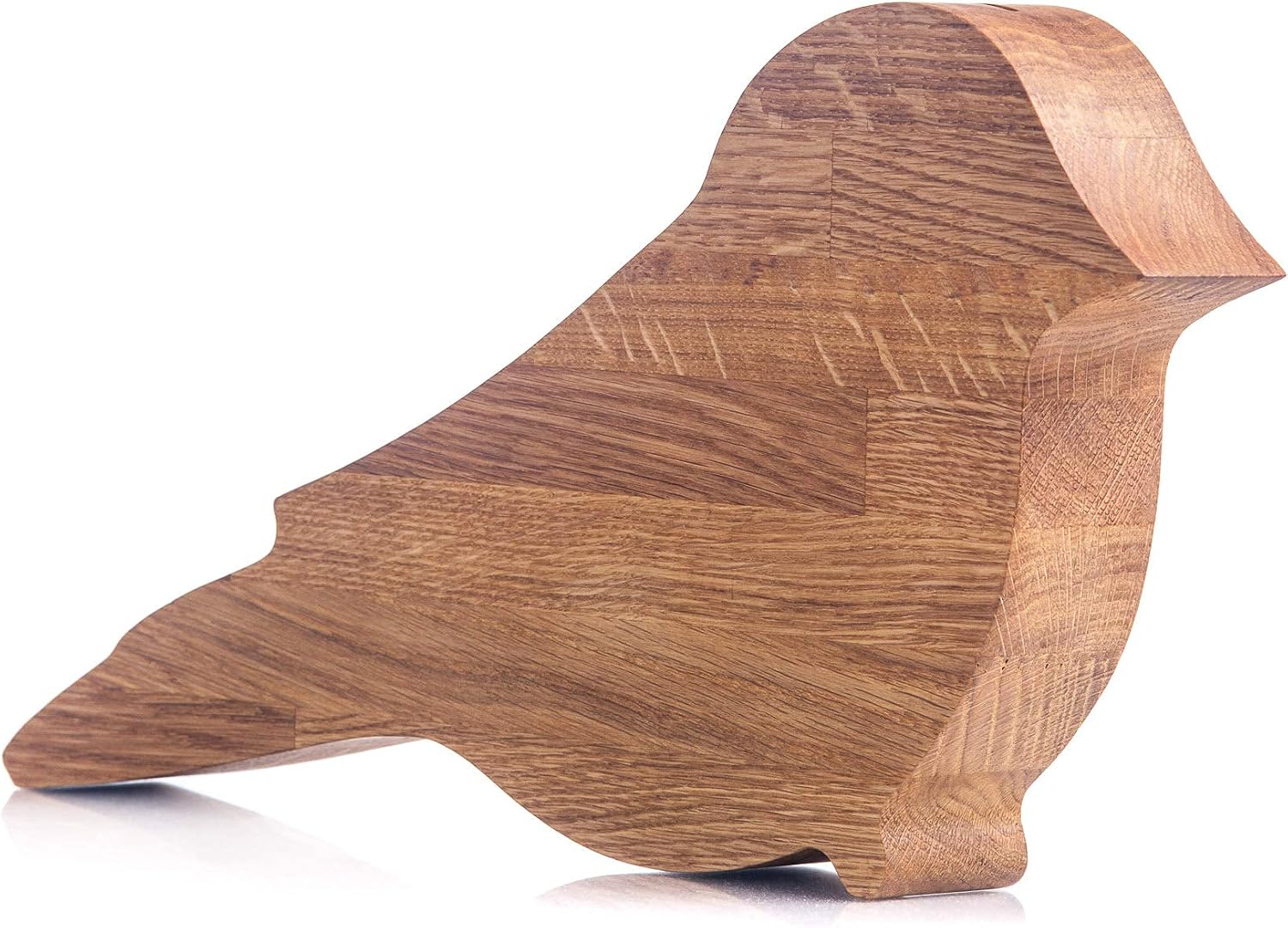 Wooden Bird Piggy Bank for Boys Girls Adults - Durable and Practical Money Saving Box and Shelf Decor – Strong and Natural Oak Wood - Creative Decoration for Home Restaurant Office 2 Sizes (Standard)