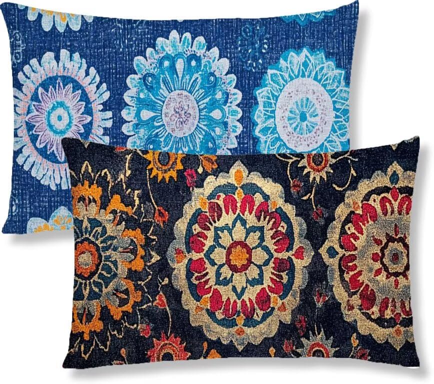 Housse de coussins fleur de mandala en coton lin pour une ambiance zen chez soi