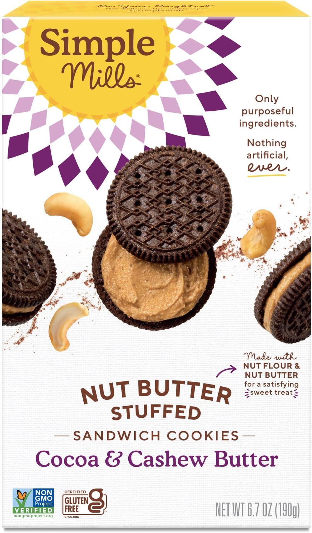 Cocoa Cashew Crème Sandwich Cookies - Gluten Free, Vegan (Pack of 1)