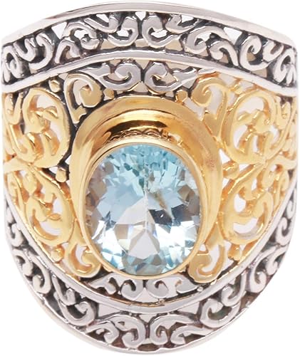 NOVICA - Anillo de piedra preciosa para niñas y mujeres