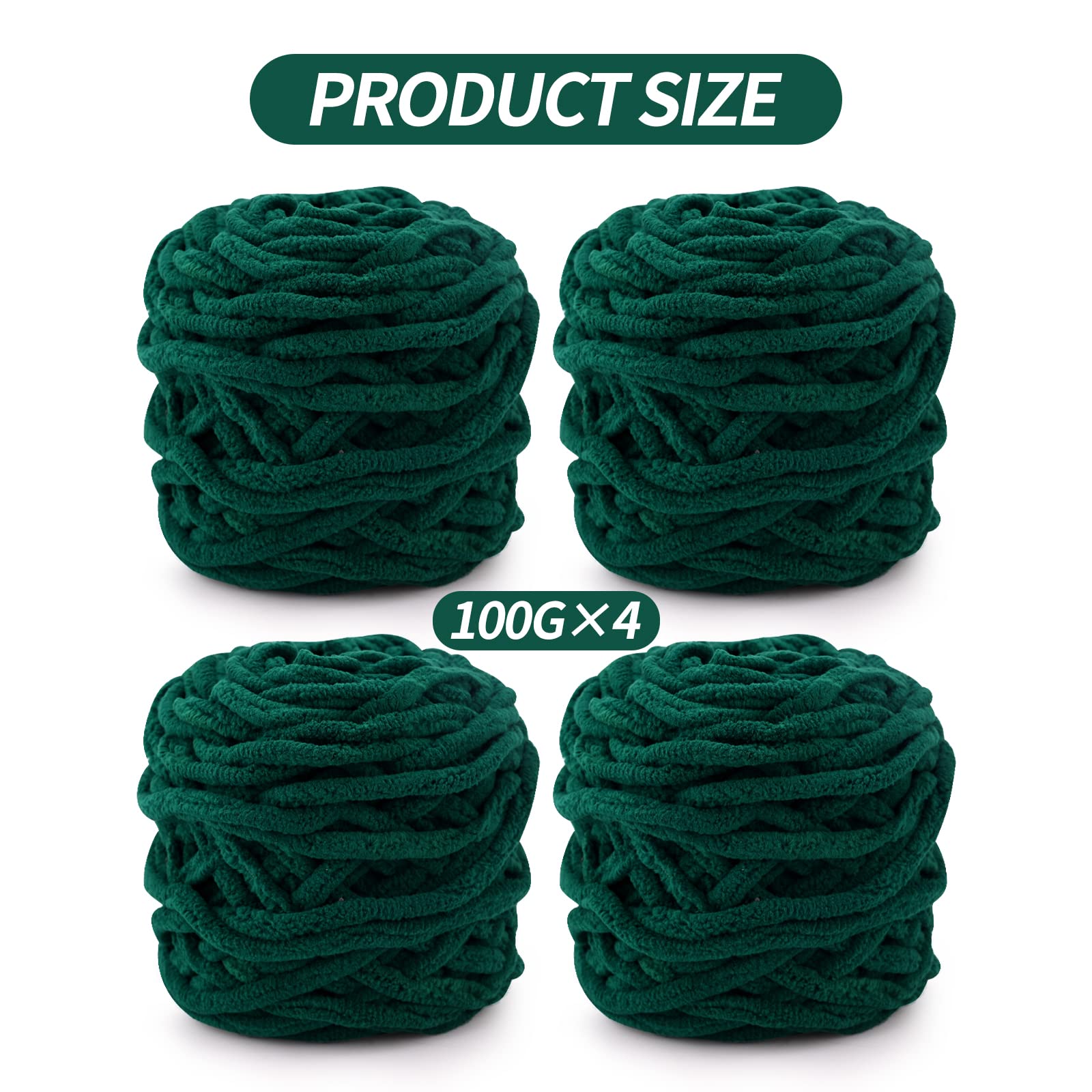 Knitting Wool Yarn 4 x 100g Multi-Colored Soft Chunky Yarn for Crochet Projects Making Plush Balls Handmade Bags Sweaters Shoes Hats Sweaters Blankets Scarves - Image 2