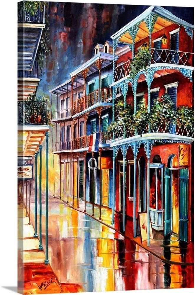 CANVAS ON DEMAND Sparkling French Quarter Canvas Wall Art Print by Diane Millsap, Contemporary, Home Decor, Street Scene, Nature Artwork, 12" x18in