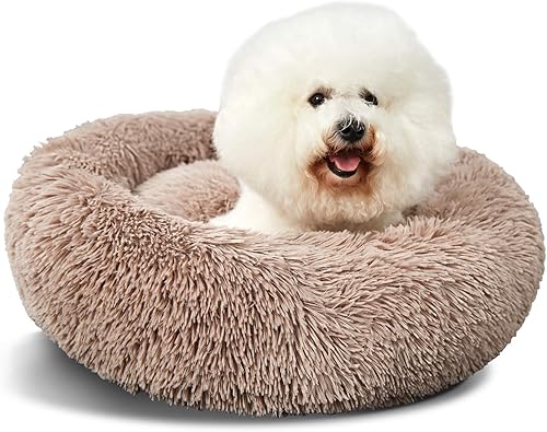 Vista 57 de ANWA - Cama redonda para perro mediano, lavable, cama tipo dona para perro grande, cómoda, acogedora y relajante Beige