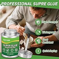 Vista 2 de Super Glue, pegamento transparente con pincel, adhesivo fuerte multiusos de 4 oz, pegamento super instantáneo multiusos para madera, cerámica