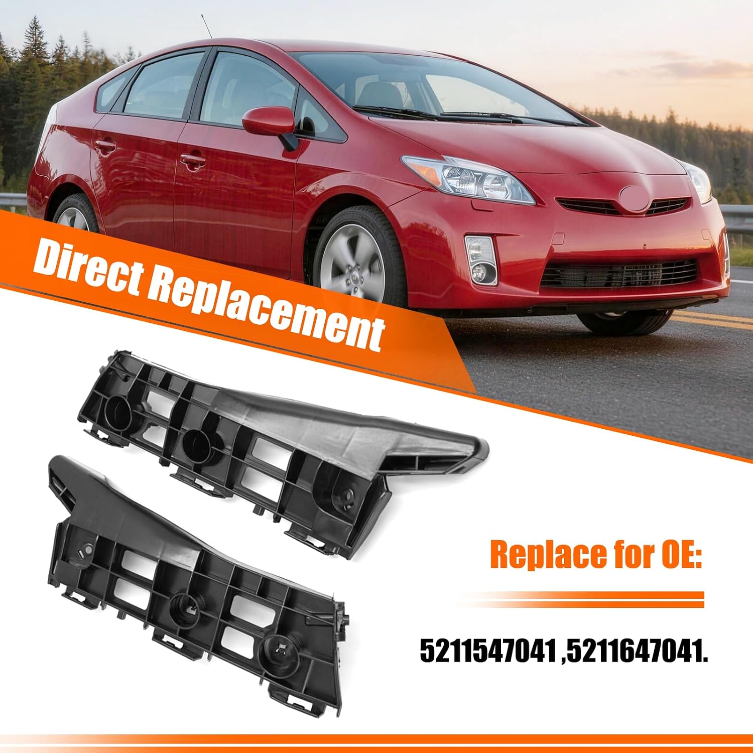 Yumzeco 1Pair Compatible with Toyota Prius Front Bumper Brackets 2010 2011 2012 2013 2014 2015, Driver and Passenger Side Plastic Toyota Prius Bumper Retainers Replace for 5211547041 5211647041