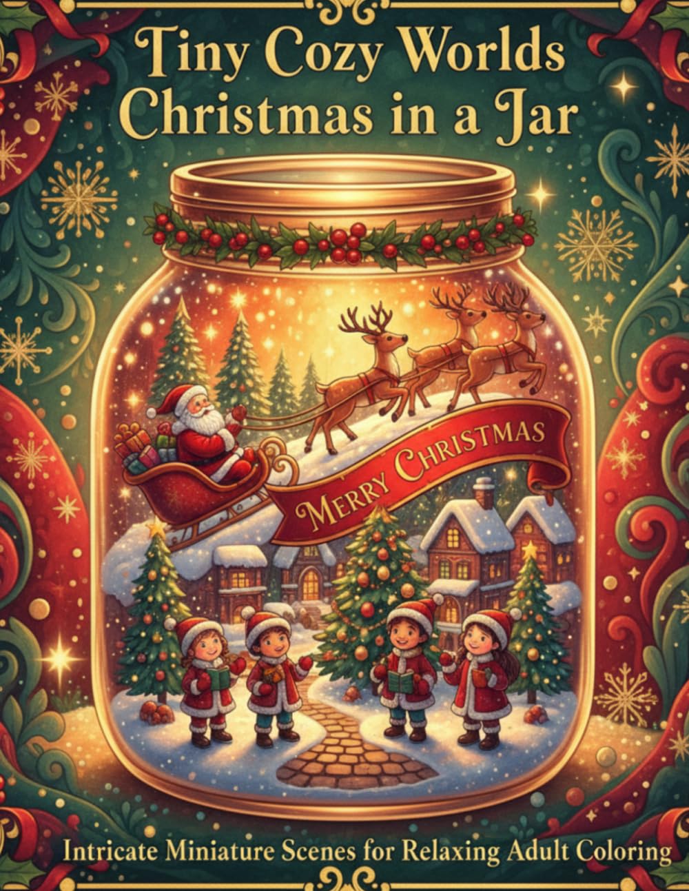 Tiny Cozy Worlds: Christmas in a Jar: Intricate Miniature Scenes for Relaxing Adult Coloring