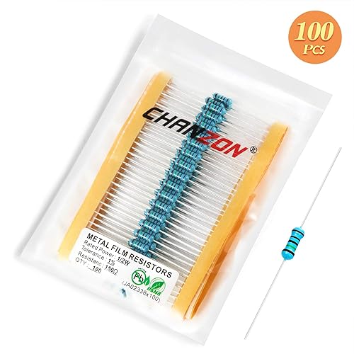 Vista 28 de Chanzon 100pcs 1/2W (0.5W) 100 Ohmios Resistencia fija de película metálica Ohmios 0.01 ±1% Tolerancia 100R MF Resistencias de orificio pasante