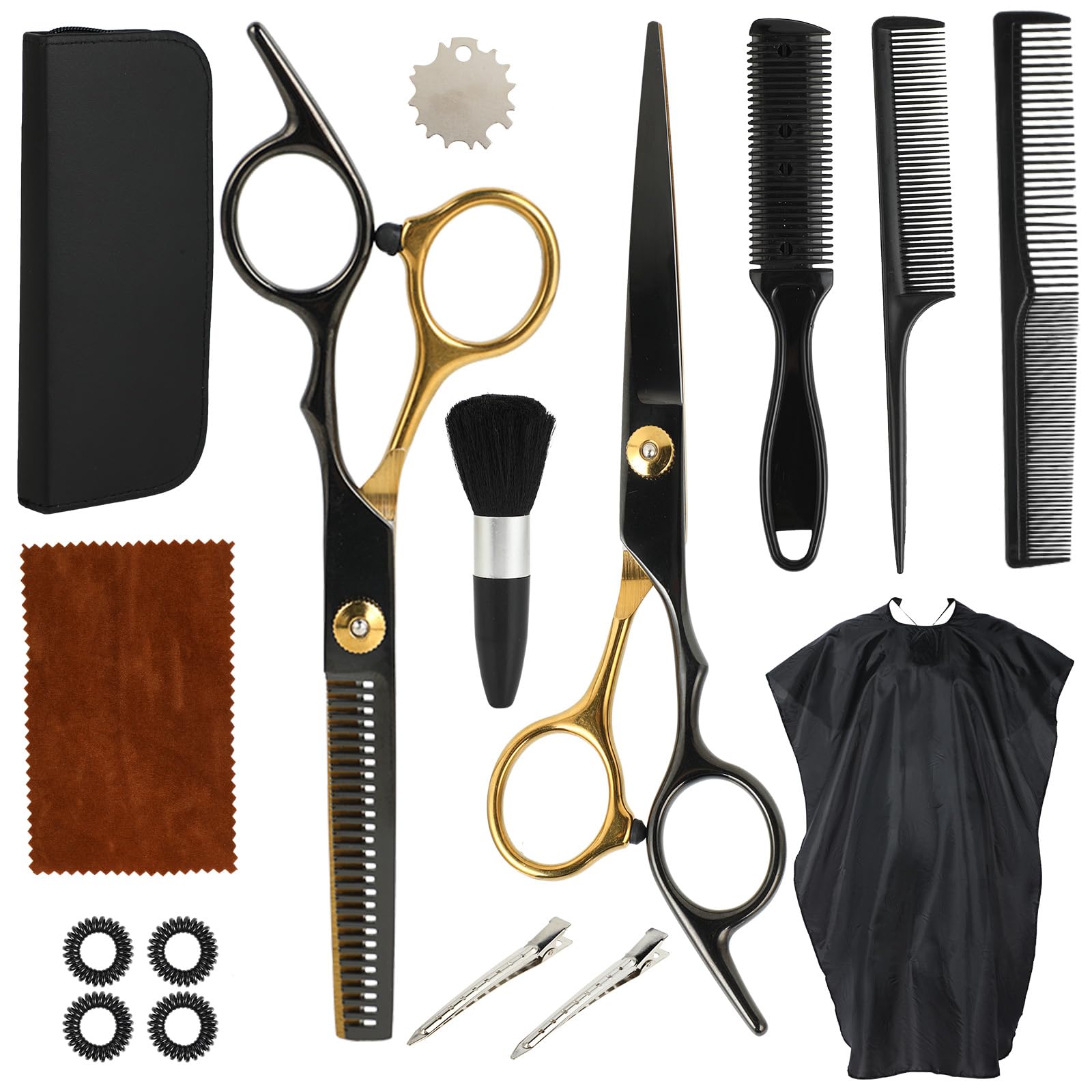 et Forbici Parrucchiere Professionali 16 Pezzi – Forbici Capelli 6,7" in Acciaio 440C, Forbici per Sfoltire i Capelli & Forbici per Capelli – Kit Forbici Barbiere per Uomo, Donna e Bambini