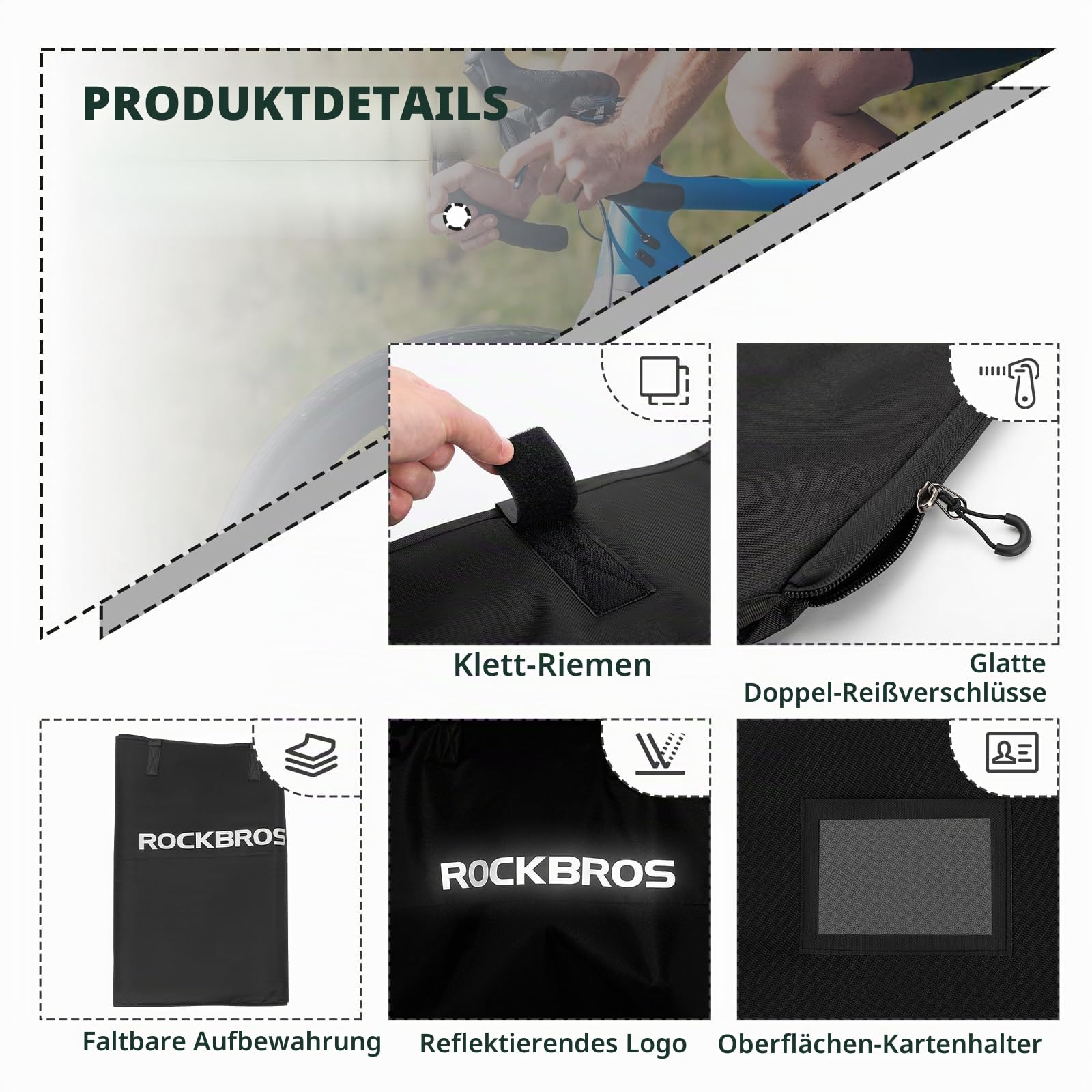 ROCKBROS Fahrrad Transporttasche Fahrradtasche für bis 26 Zoll Mountainbike Rennrad für Travel Flugzeug Transport mit Reflektierende