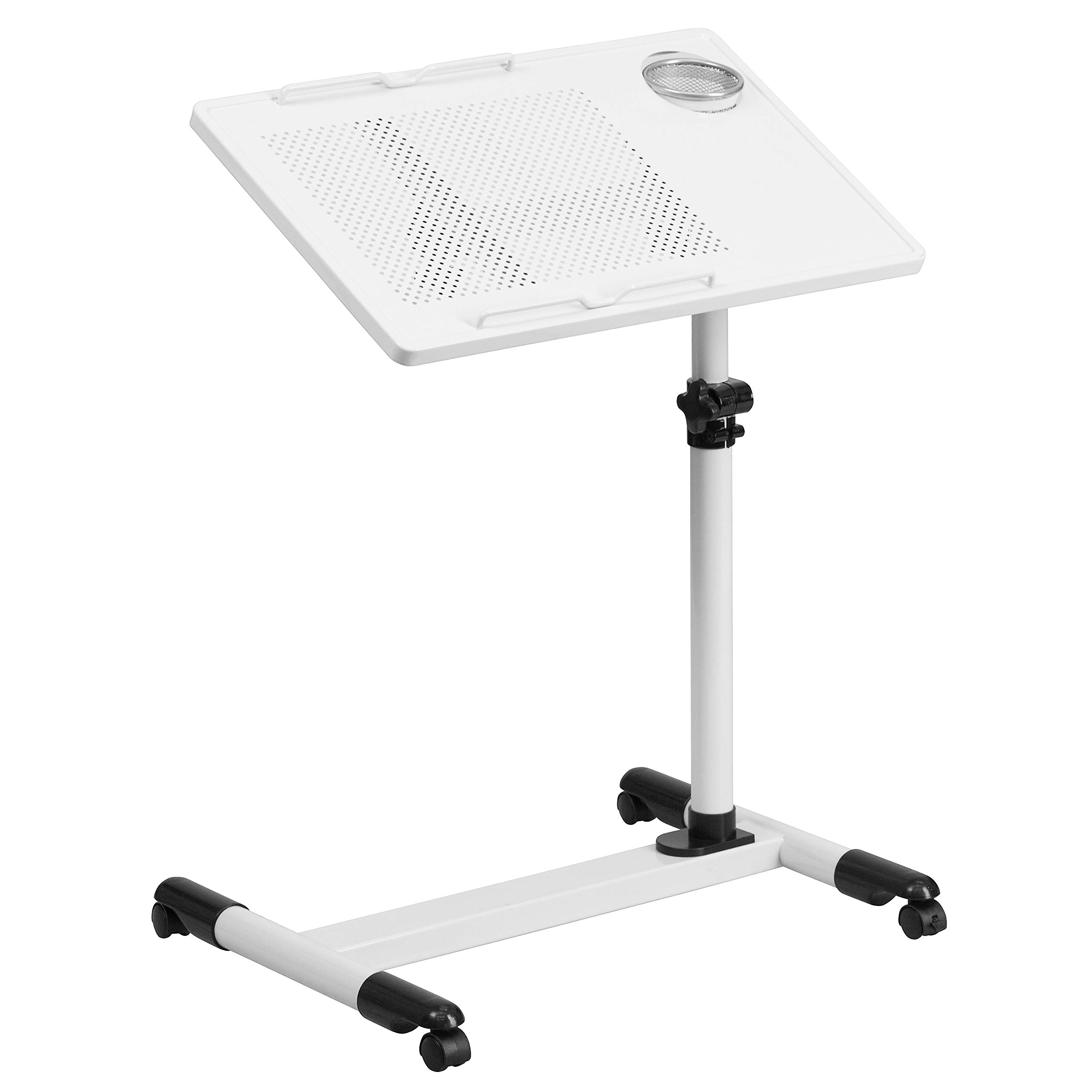 Flash Furniture Stalowe przenośne biurko komputerowe, biała płyta laminowana/biała rama, 62,23 x 50,8 x 10,16 cm