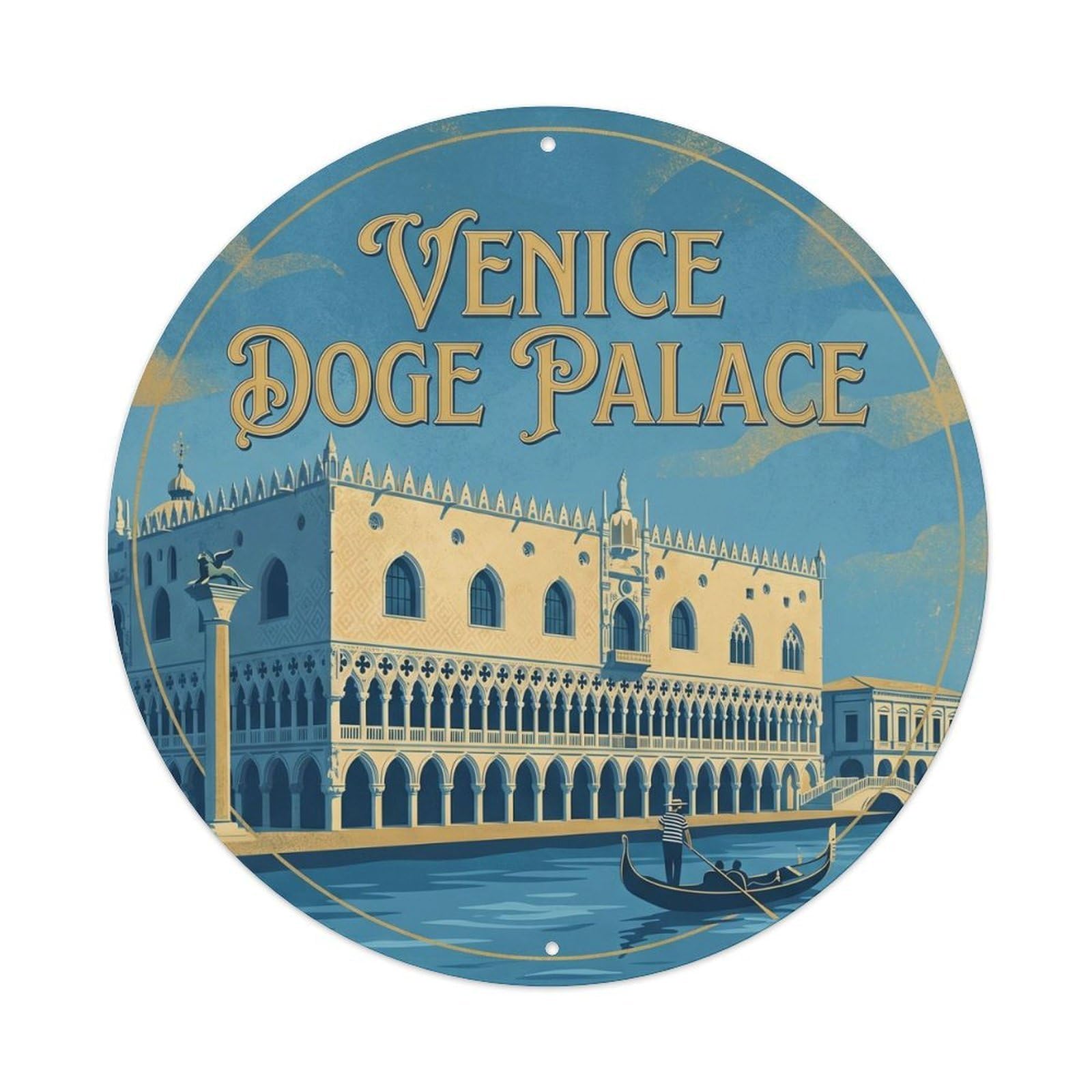 Doge Palace Venice Italy Coastal Heritage Travel Retro Metal Tin Sign