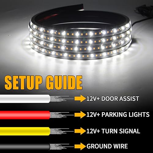 Miniatura 5 de 2 luces LED para estribo de 8 pies, luz de giro ámbar secuencial y luz blanca de cortesía, tiras de iluminación de emergencia de 12 V-14 V, tiras de