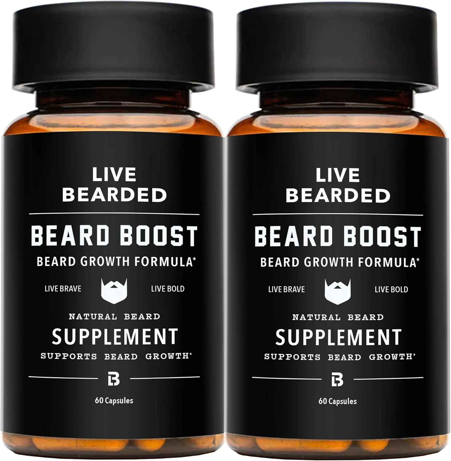 Live Bearded Beard Boost - Beard Growth Vitamins for Men with Biotin, Collagen, Silica, Fo-Ti Root - Facial Hair Growth for Men, Made in the USA | 60-Day Supply