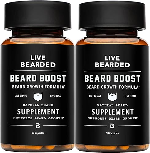 Vista 8 de Live Bearded Beard Boost - Vitaminas para el crecimiento de la barba para hombres con biotina, colágeno, sílice, raíz de Fo-Ti, crecimiento facial