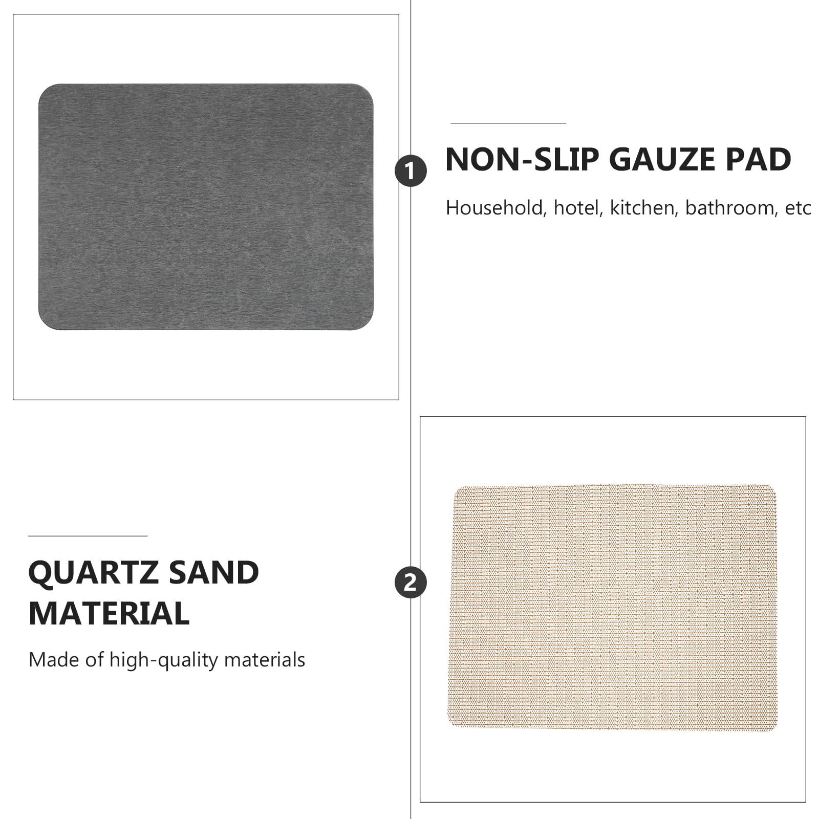 Tappeto in Terra di Diatomee Assorbente e Morbido 40x30cm per Bagno e Cucina Proprietà Igroscopiche ad Asciugatura Rapida