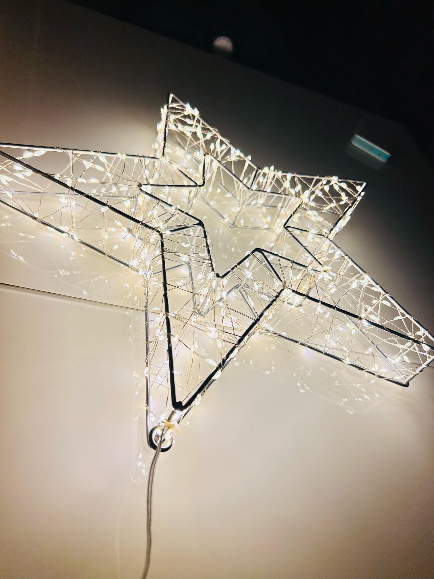 Stella Luminosa Di Natale In Alluminio Con LED Luce Calda - Decorazione Interna/esterna IP44, 58x58 Cm, Cavo 5m