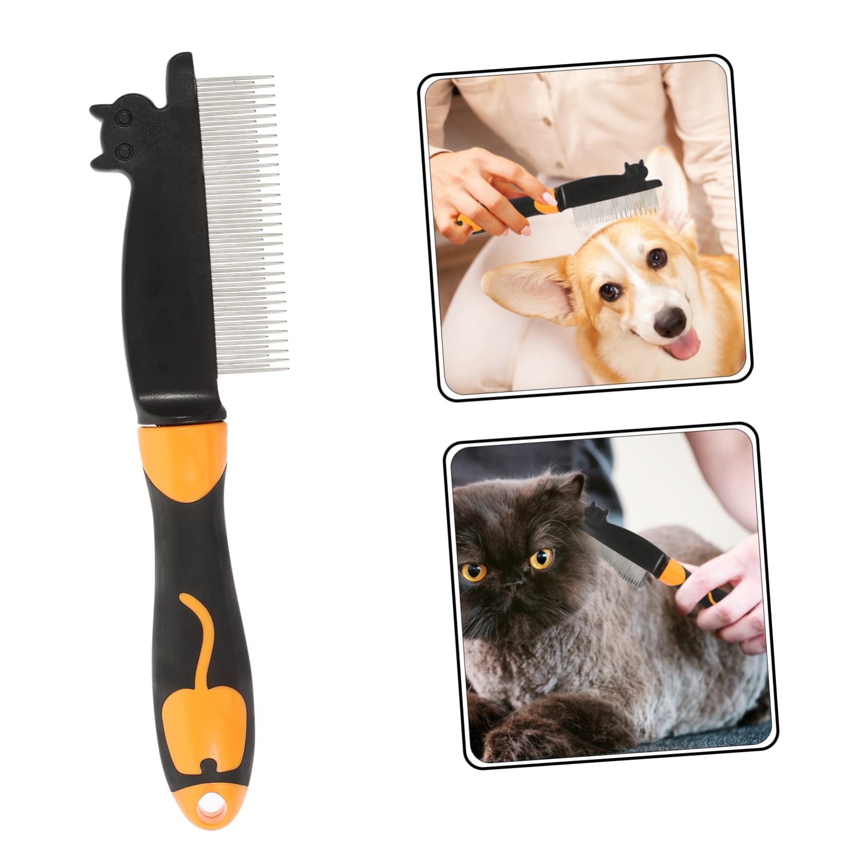 VANZACK 3pezzi Pettine Per Cani e Gatti Con Denti Rotondi Pettine Per Rimozione Pelo Animali Domestici Accessorio Per Toelettatura Inossidabile Design Antiscivolo Per Massaggio e Del Pelo