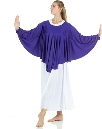 Danzcue Womens Angel Wing Drapey Pullover Dance Top