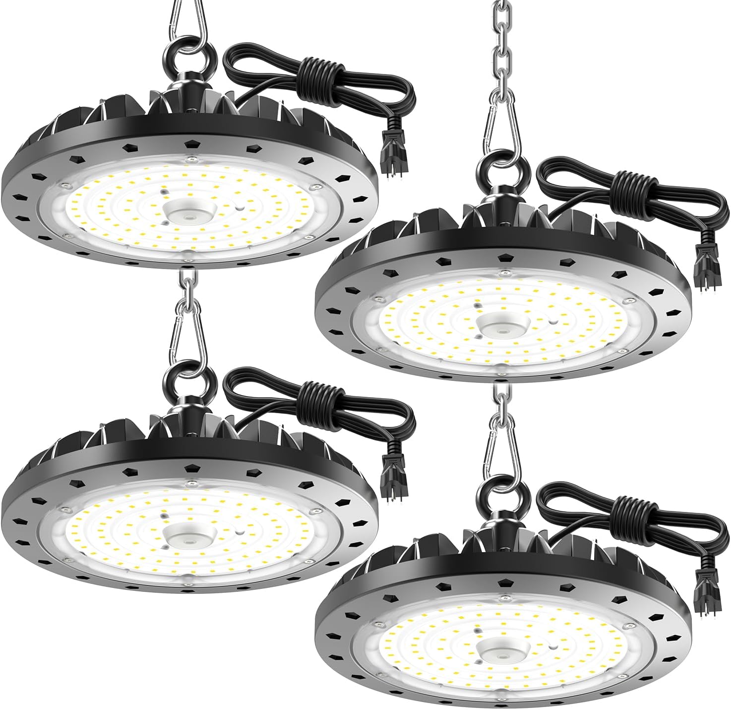 200W UFO LED High Bay Lights - 6000K 20000LM Warehouse Lights, AC110V, Plug and Play, IP65 Waterproof Commercial Lighting for Shop Garage Factory Barn (1 Pack)