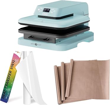HTVRONT Auto Heat Press Machine 15x15 for T Shirts + 12" x 8ft Heat Transfer Vinyl + 3 Pack Non-Stick 16" x 20" Teflon Heat Transfer Paper