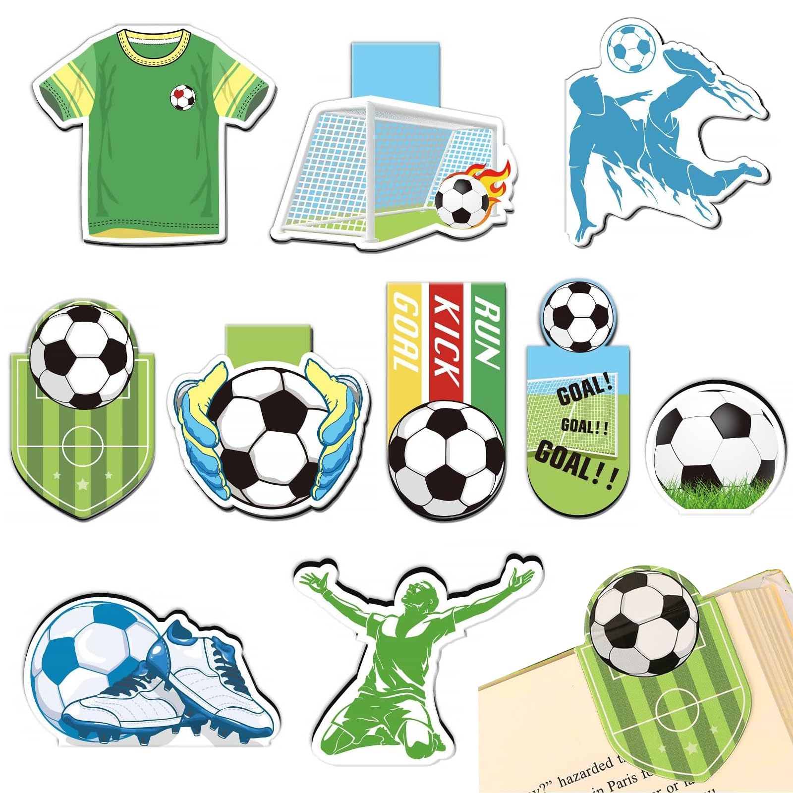10 marcapáginas magnéticos de fútbol, marcapáginas magnéticos, marcadores magnéticos, regalos de fútbol, marcapáginas para niños, para profesores, amantes de los libros, aficionados al fútbol
