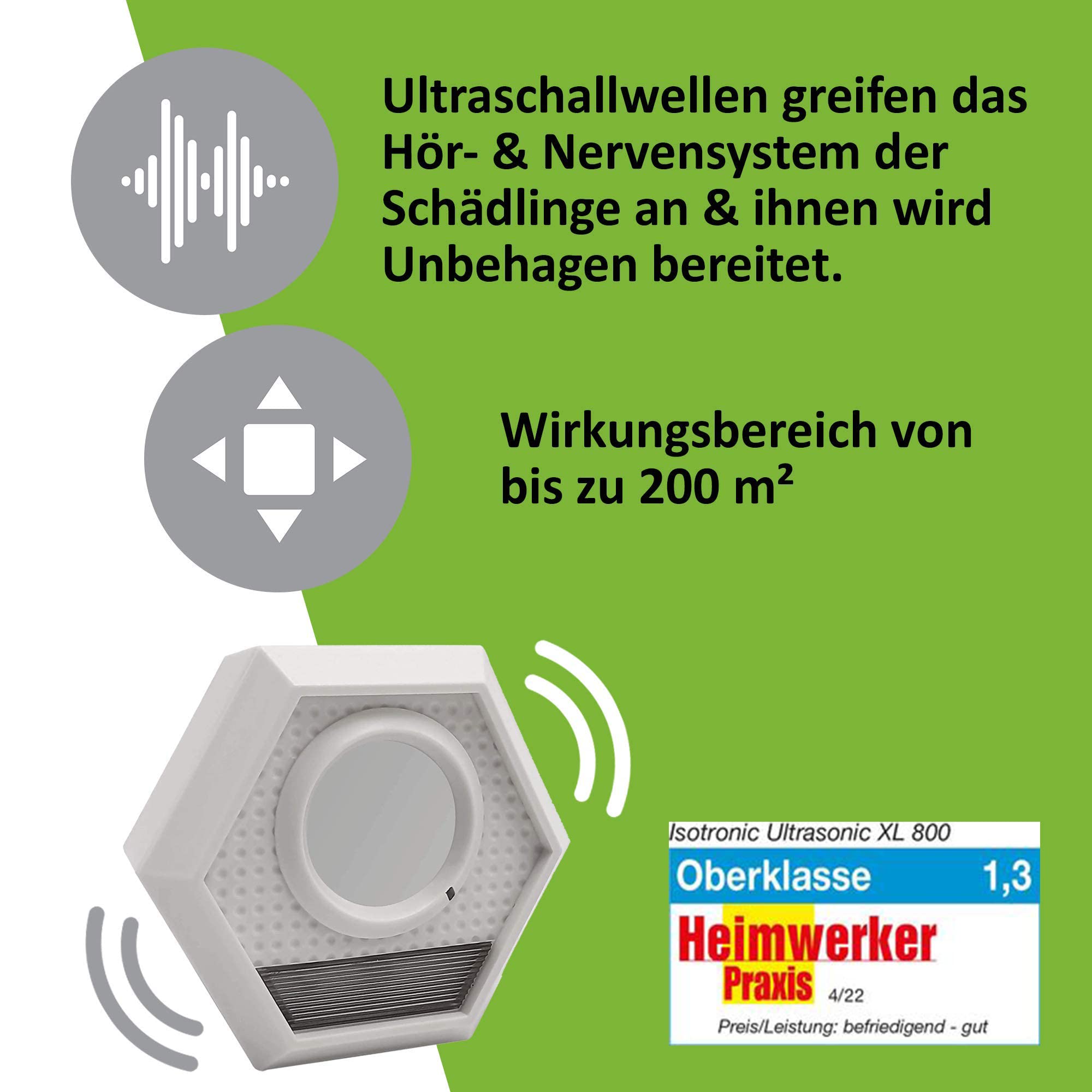 ISOTRONIC Ultradźwiękowy odstraszacz myszy i szczurów – Światło orientacyjne – Do wnętrz – Ochrona bez trucizny i pułapek – Zasięg skuteczny 30 m² (3 sztuki)