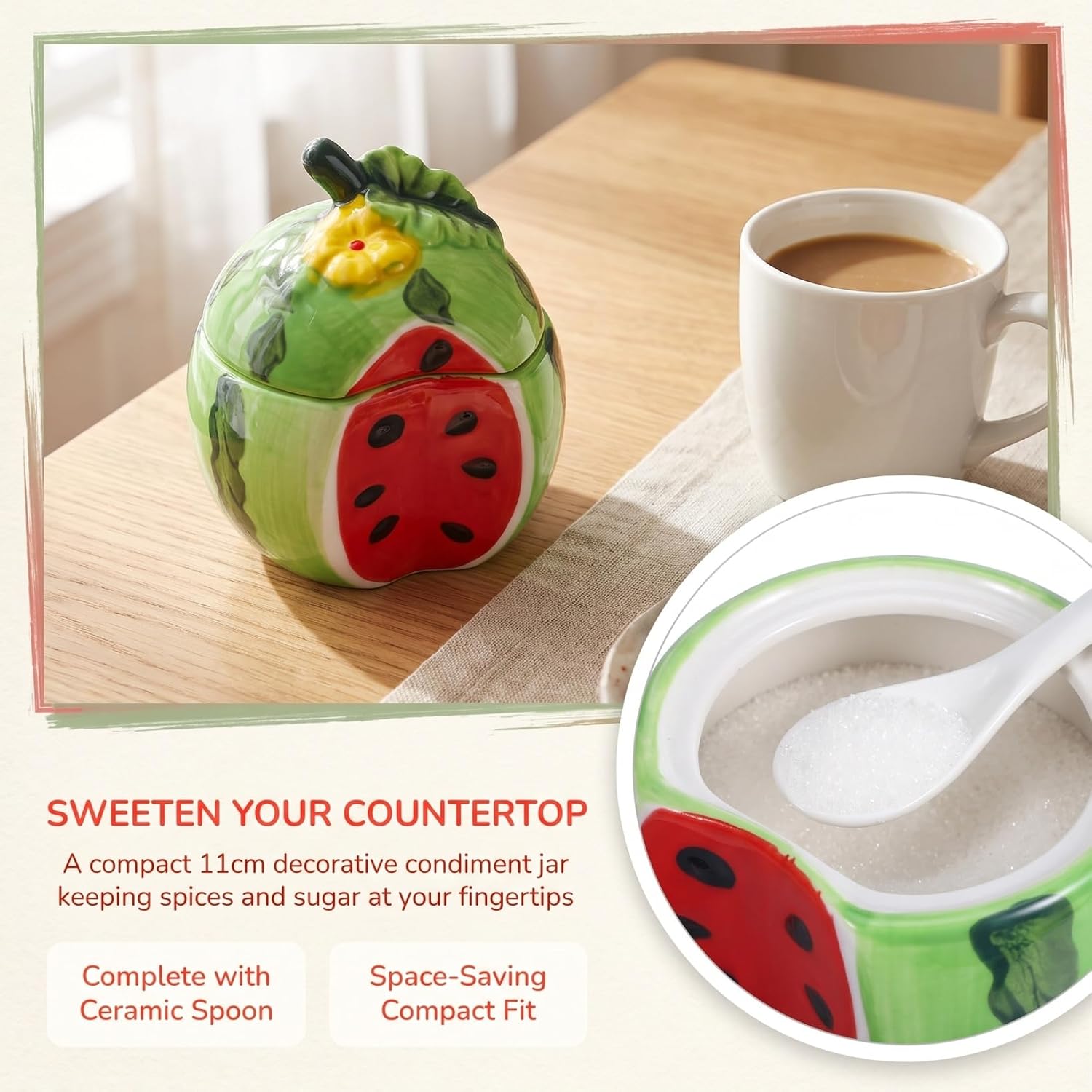 OUNONA Ceramic Seasoning Jar Fruit Shaped Storage Jar for Kitchen Use