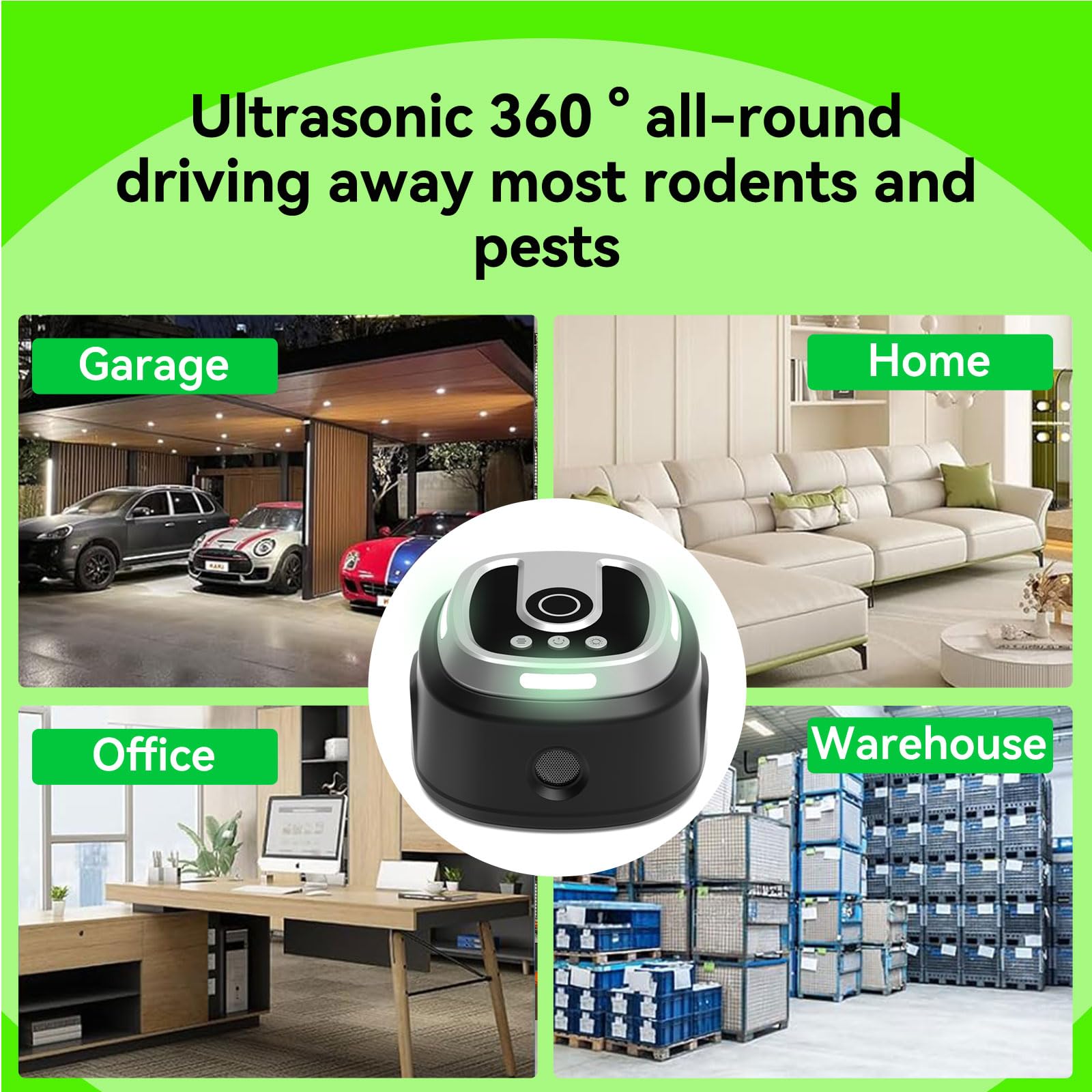 Ultrasons pour Rats, répulsif à ultrasons pour Souris, Souris et Rats à ultrasons 360 ° avec lumière LED répulsif à ultrasons pour rongeurs parasit araignées Papillons Fourmis
