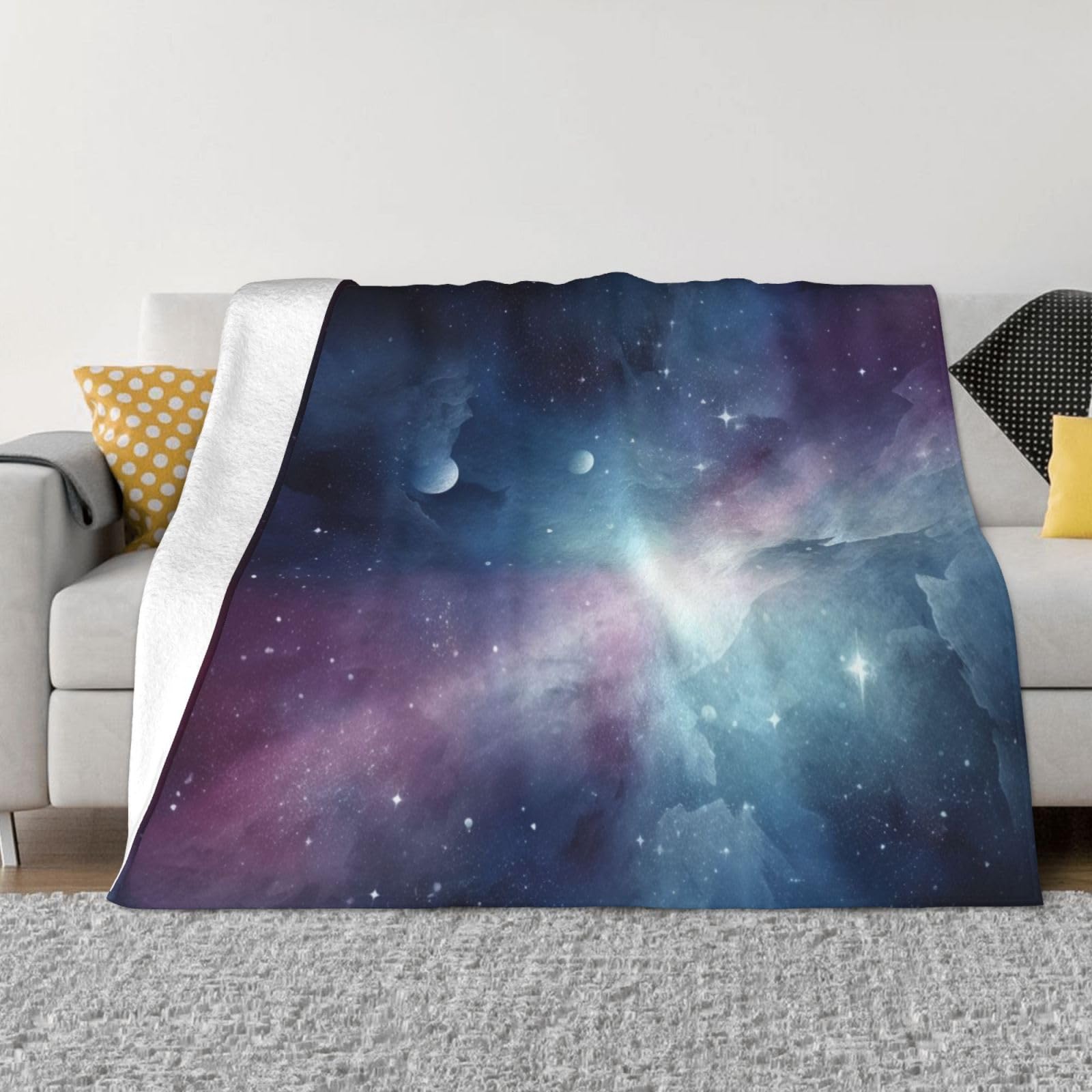 Couverture pour canapé motif galaxie pour des soirées cocooning douces en microfibre