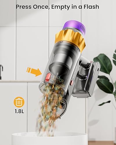 Miniatura 7 de Aspiradora inalámbrica, 600 W, 50 KPA, 70 minutos para el hogar, aspiradora inalámbrica de pie con estación de carga y pantalla LED, aspiradora