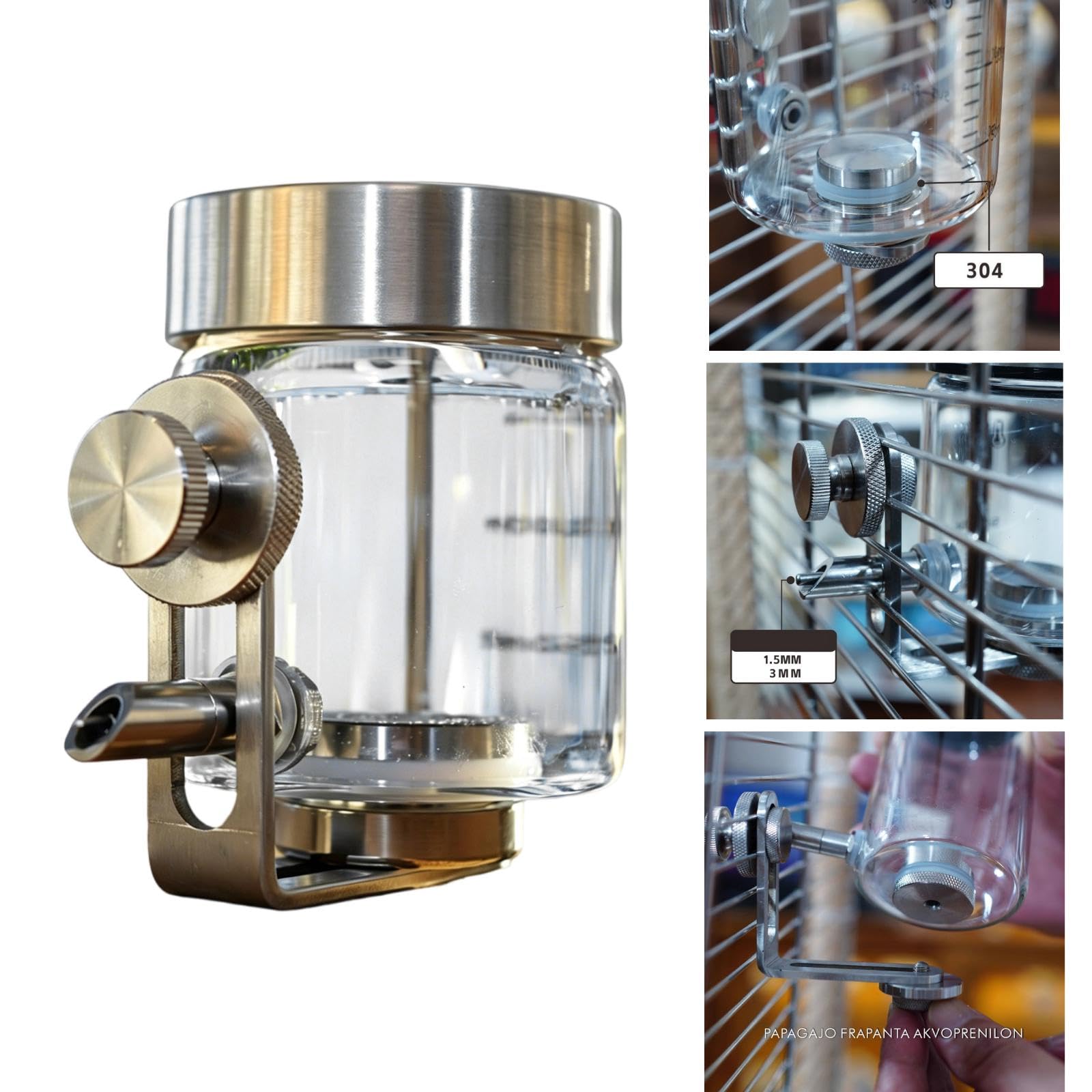 Distributeur d'eau Automatique pour Oiseaux, Abreuvoir pour Perroquets, Robuste, Facile à Installer, Mécanisme à Aiguille, pour P, Aiguille Fine 150 ML