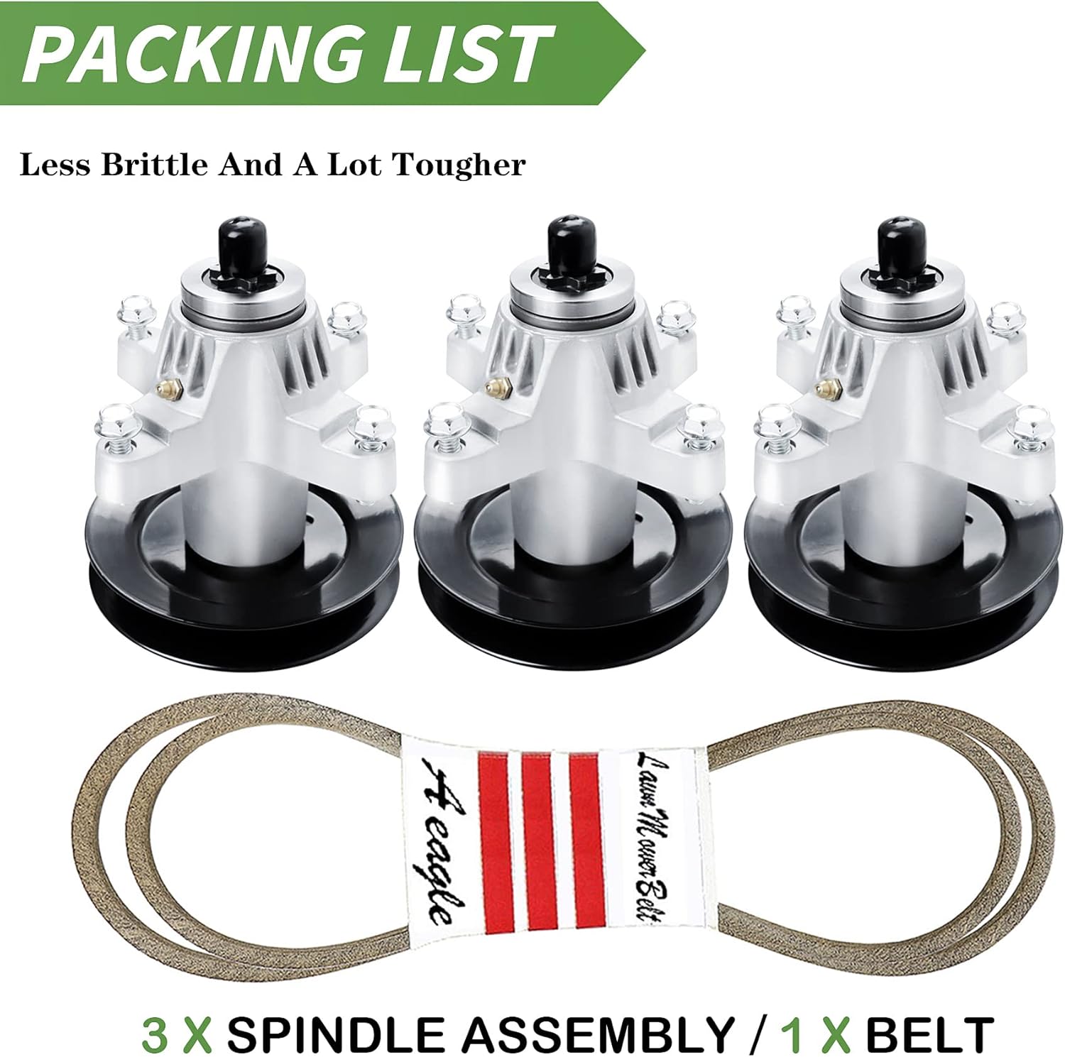 54" Deck Belt Spindle Kit Fits for Cub Cadet SLT1554 SLTX1054 SLT5400 SLTX1054 GT1554, Includes 3 Splindles 618-04126 918-04125, 3 Pulleys 756-04129, 138" Belt 754-0642