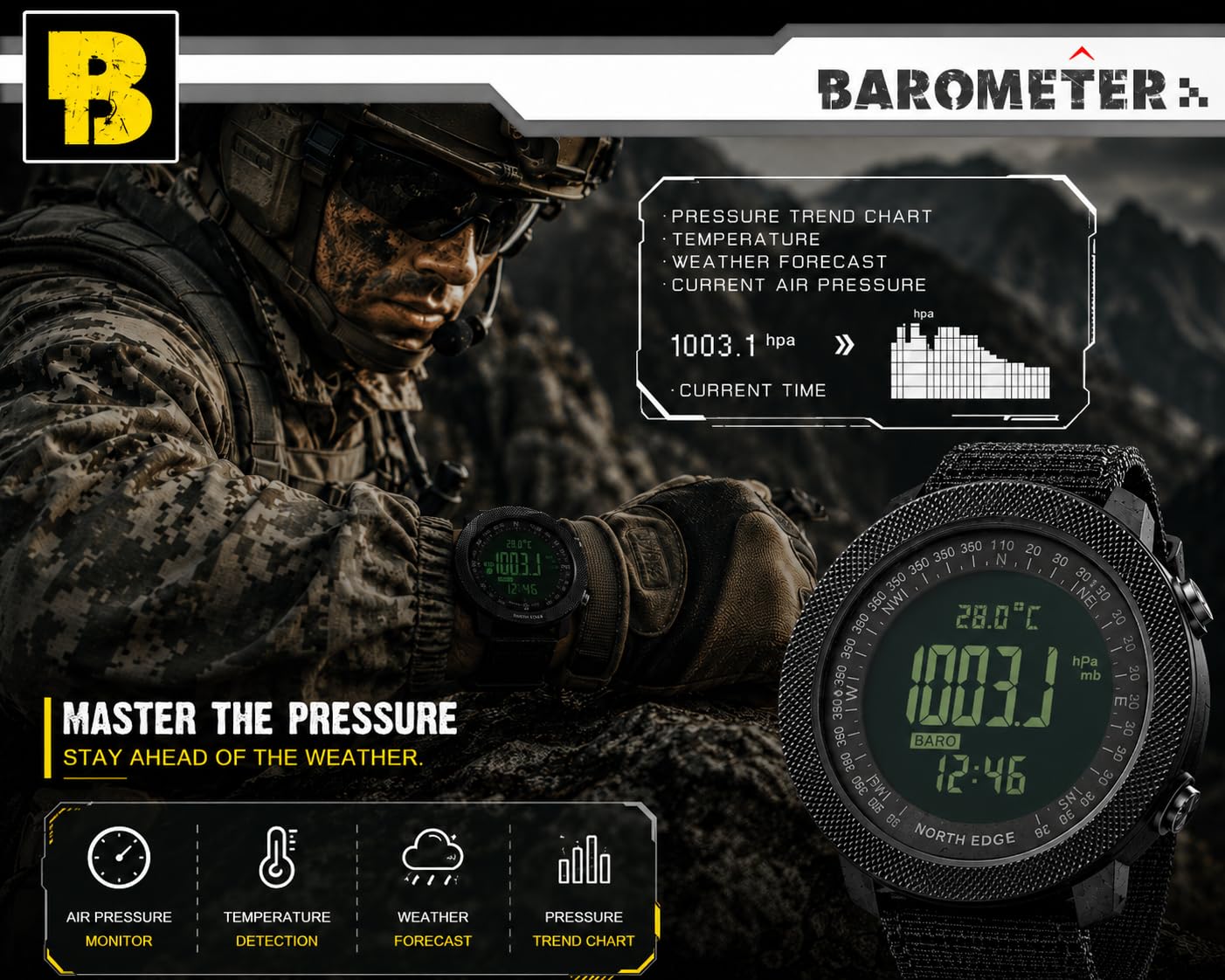 NORTH EDGE APACHE & APACHE-46 Orologi Digitali Uomo | Serie APACHE e APACHE-46