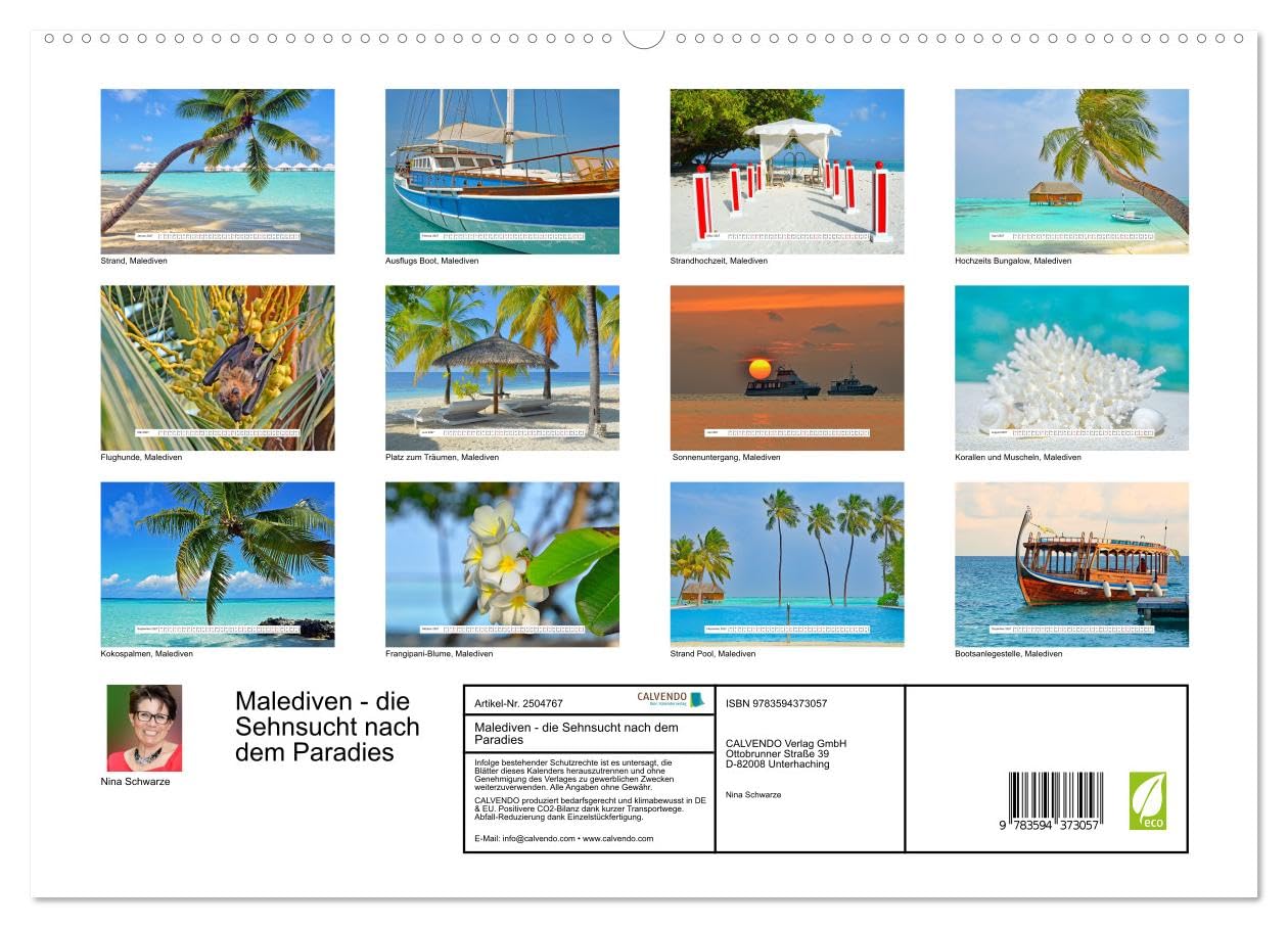 CALVENDO · Malediven - die Sehnsucht nach dem Paradies (Kalender 2027) | DIN A2 Querformat · Wandkalender · Atolle im Indischen Ozean mit puderzuckerweißen Stränden und türkis-blauem Wasser