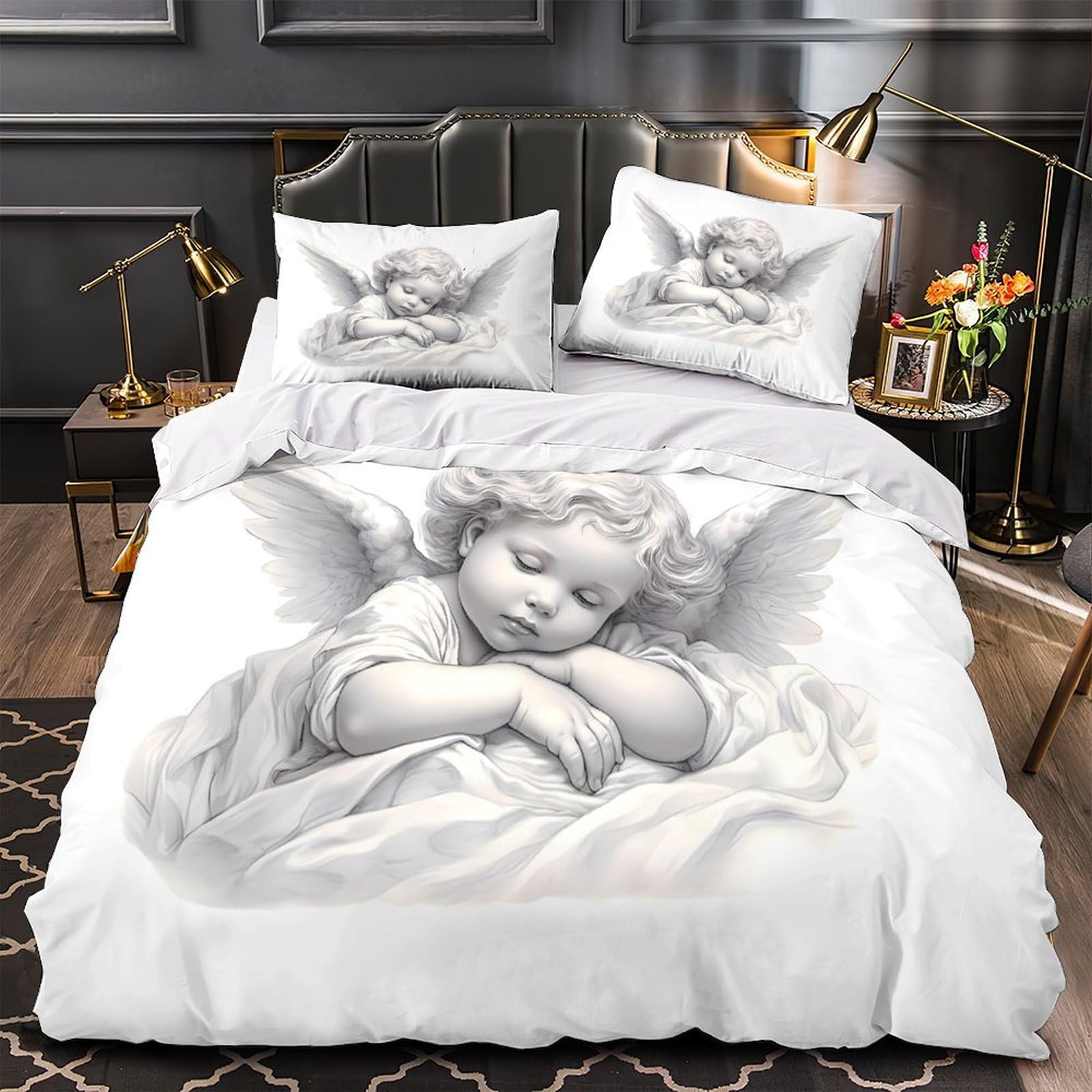 Housse de couette 135x200 légère et drap de lit en microfibre 3D