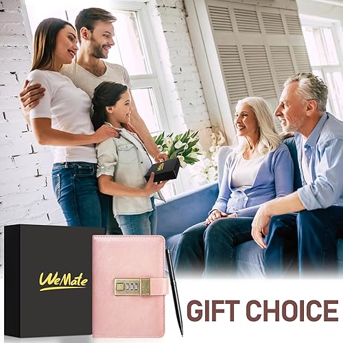 Miniatura 3 de WEMATE Diario A6 con candado, diario vintage de piel sintética con bolígrafo, perfecto para hombres y mujeres, 4.3 x 6.18 pulgadas, oro rosa,