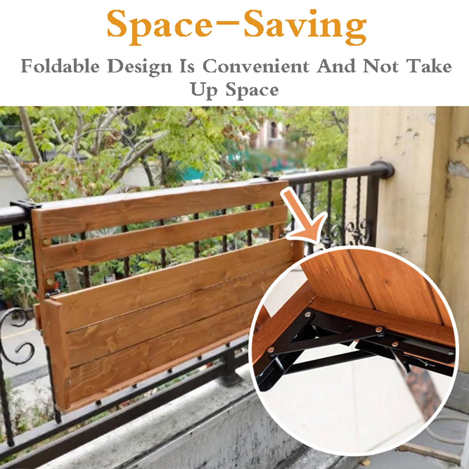 Tavolo da Balcone Sospeso,Tavolo Sospeso per Balcone,Tavolo da Appendere alla Ringhiera del Balcone,Tavolo da Balcone Sospeso Pieghevole,Stabile Costruzione,per Piccoli Spazi