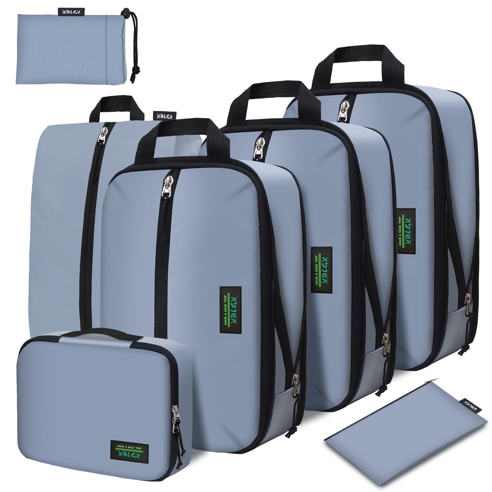 Double Layer Source Compressed Packing Cube, 7-piece Set Travel Organizer, Premium Compressible Luggage Packing Cube, including shoe bag and drawstring bag