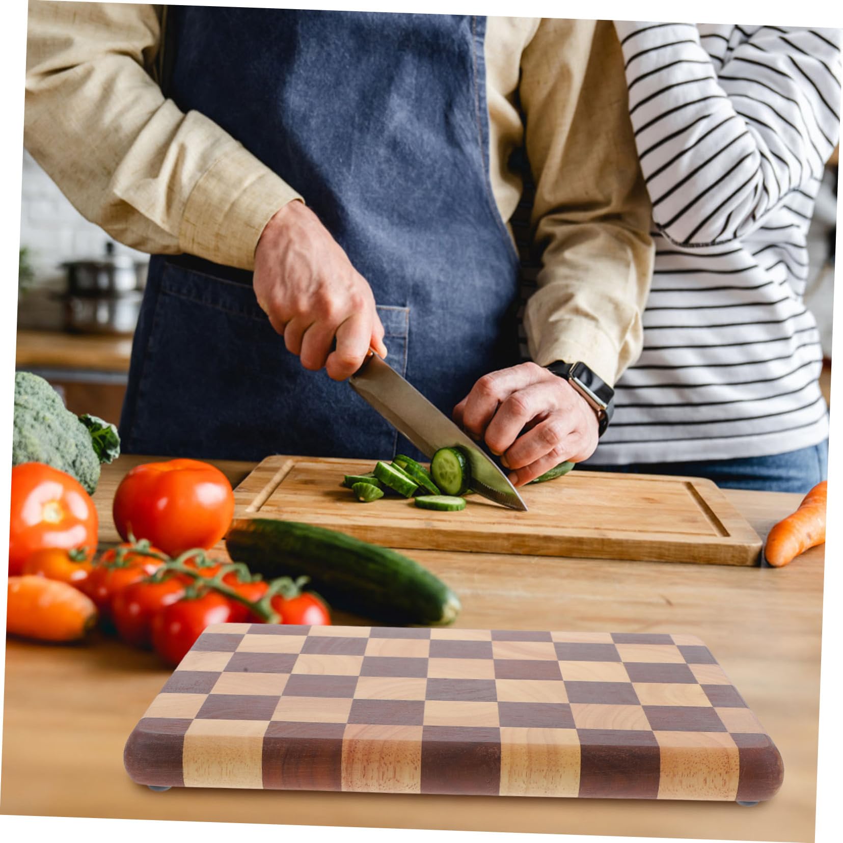 Amazon | VINTORKY 木製まな板 チェック柄 家庭用 靭性木材 多用途