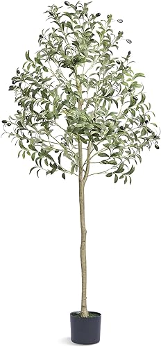 VEVOR Árbol de olivo artificial, planta sintética de 5 pies de alto, material de polietileno seguro y protección de inclinación anti-punta, planta
