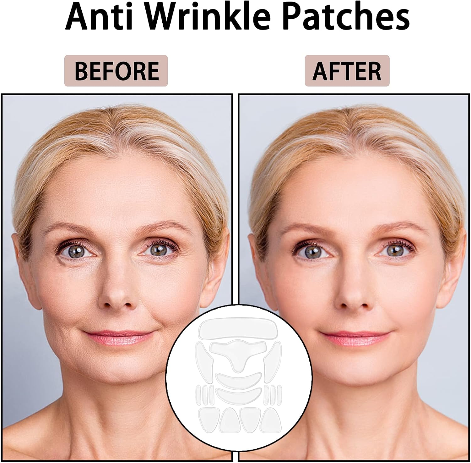 Pufeuoo 16 Pieces Face Wrinkle Patches Silicone Anti Wrinkle Pads Reusable Skin Wrinkles Patches for Smoothing Eye Mouth and Frown Wrinkles - Image 4