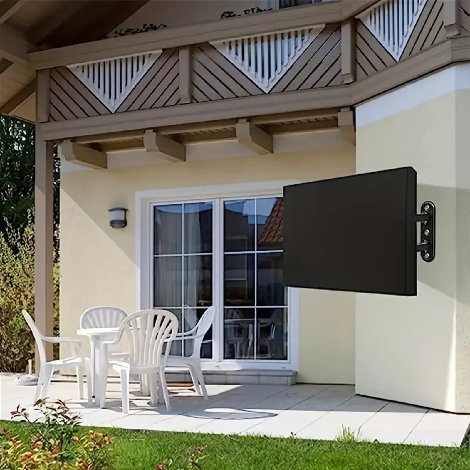 Cubierta Para Tv Funda de Tela Gruesa for TV al Aire Libre o televisores Exteriores con Bolsillo for Control Remoto TV Impermeable, Resistente a la Intemperie y al Polvo(Grey,46x48inch TV)