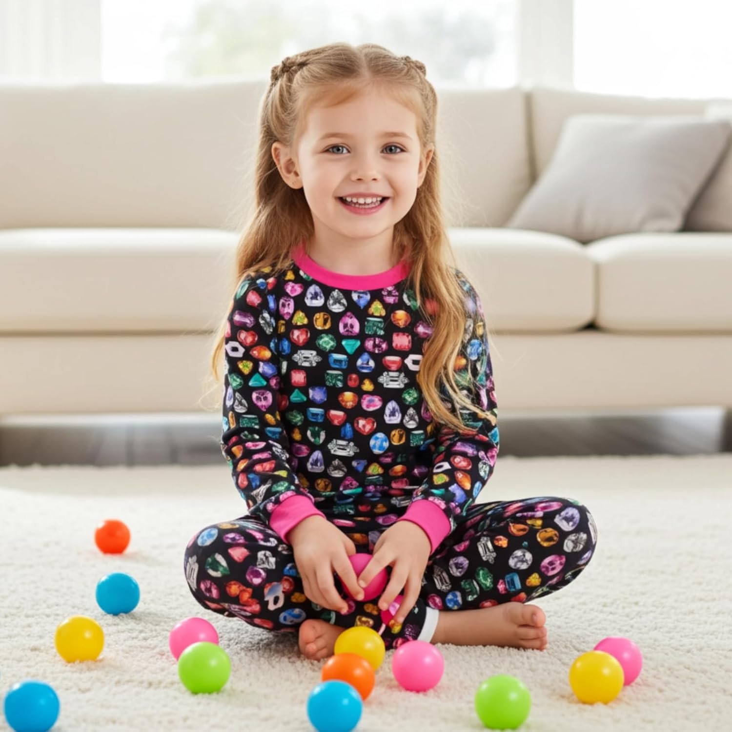 PATPAT Kids 2 Pieces Pajama Sets with Bamboo Viscose,Snug Fit Pjs for Girls,All-Season Comfort Sleepwear, Ages 2-12 Years - Image 3