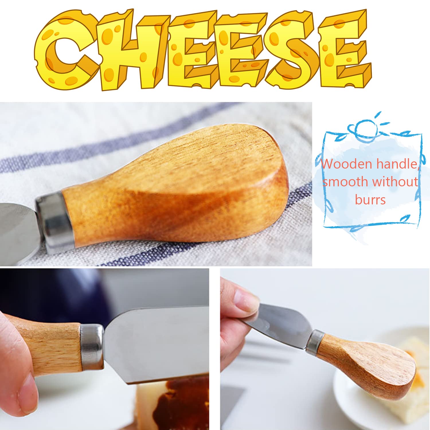 8 Pcs Cheese Knives Set,Mini Stainless Steel Cheese Slicer Ctuuer with