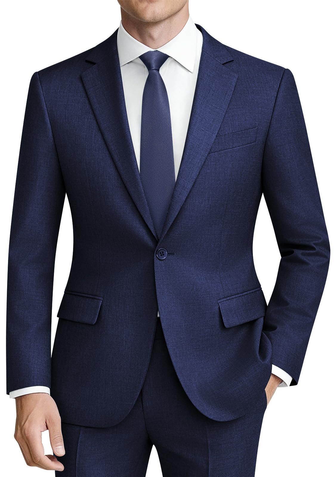 Costume Homme 2 Pièces Slim Fit Revers Cranté Un Bouton Mariage Smoking Formel Business Couleur Unie Confort Elégant