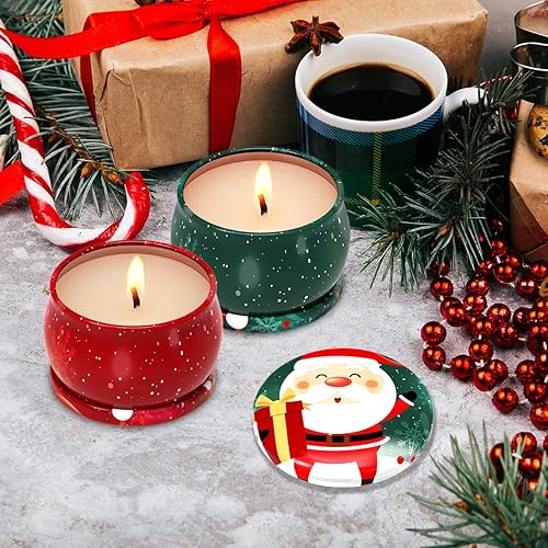 Miniatura 2 de Juego de 6 velas perfumadas de cera de soja para aromaterapia, velas de lata portátiles de 2.2 onzas, cesta de regalos para Navidad, Acción de