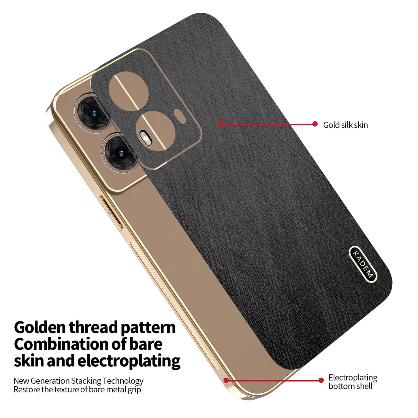 ILING Cover per Motorola Moto G85 5G, Design Unico in Metallo Spazzolato, Premio Finitura in Pelle Custodia, Ultrasottile Morbido Silicone TPU Bumper Antiurto Case (Nero
