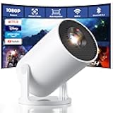CLOKOWE Mini Projector with WiFi and Bluetooth - Built-in Apps, Smart Portable Projector with 180° Rotation, Auto Keystone, Support 1080P, Compatible with HDMI/USB/TV Stick/Smartphone/Laptop